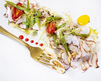 Mosaico di polpo e fagiolini di Spello - Ristorante Falco